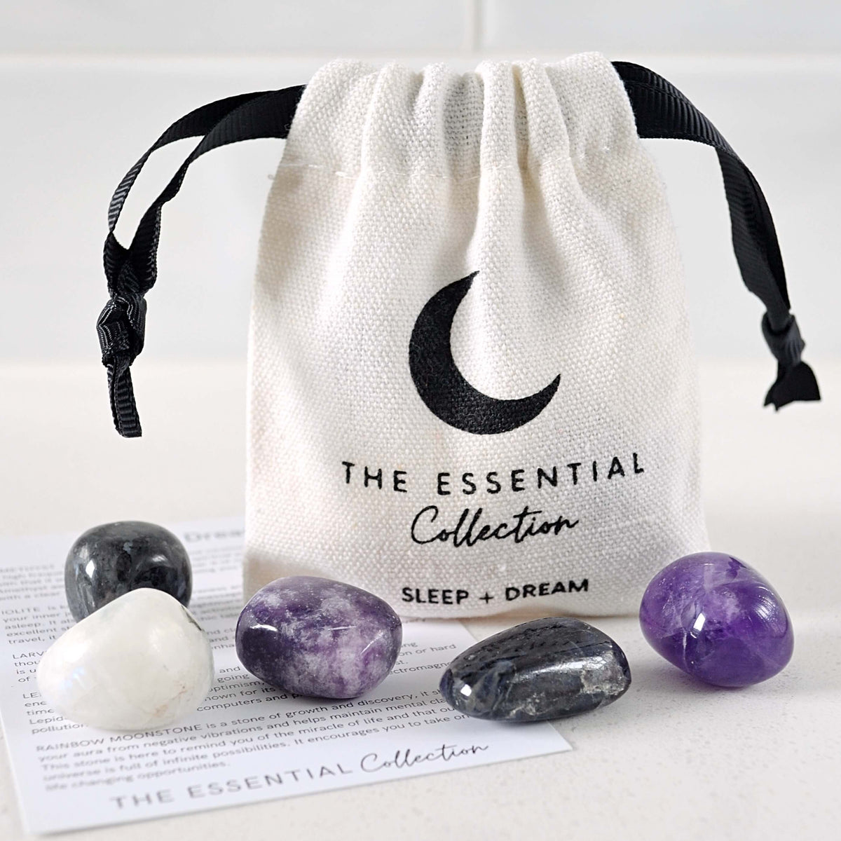 best crystals for sleep and dream, gift itdea for your spiritual crystal loving friends, contains amethyst, iolite, lepidolite, moonstone, larvikite, crystal kits australia