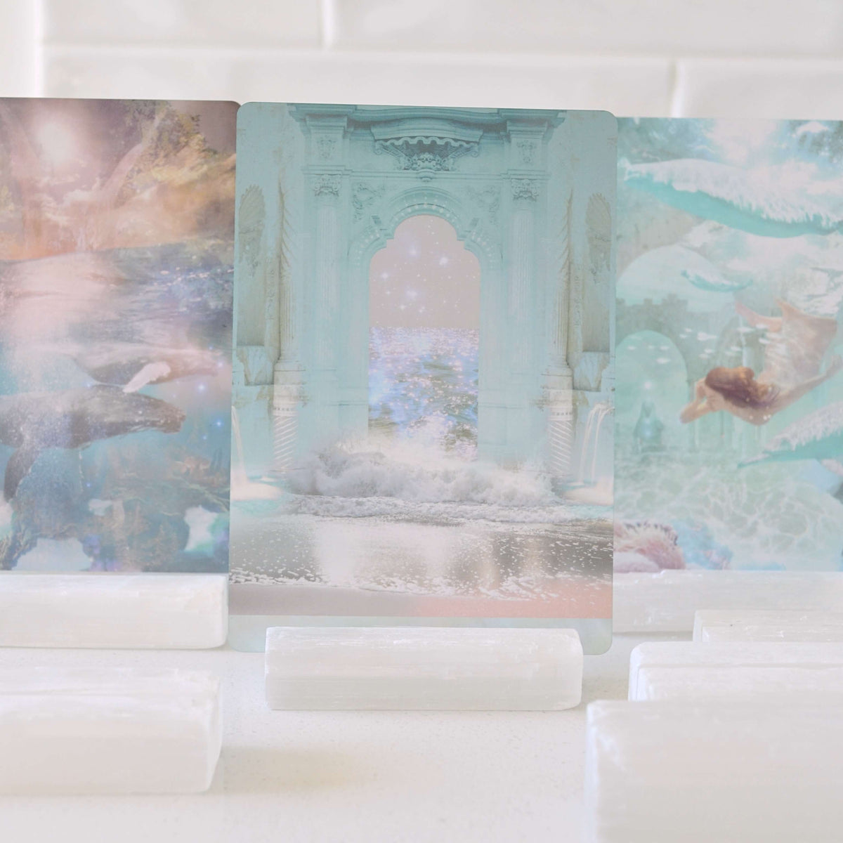 handmade selenite stick card holders for boho weddings or events, wholesale available