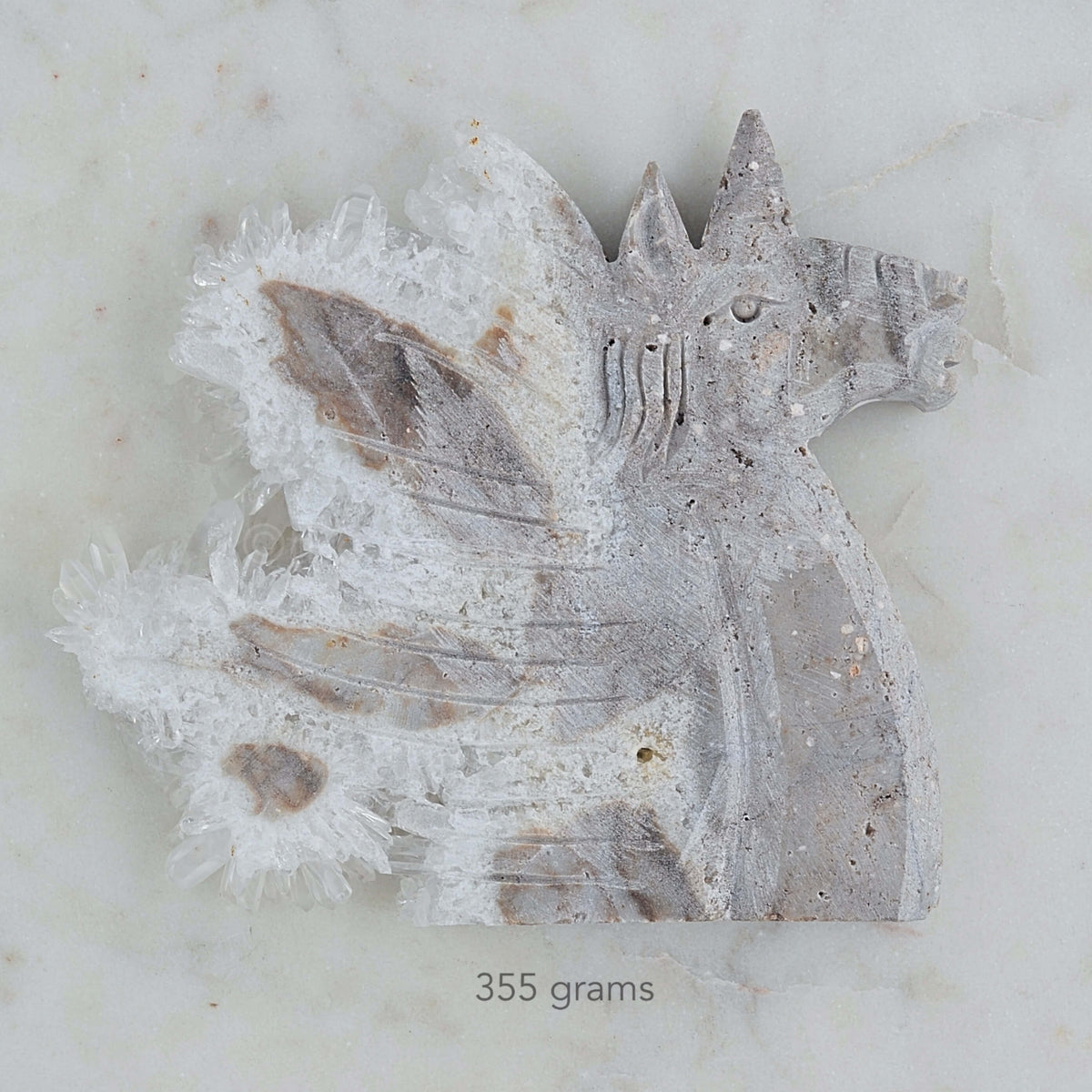 unicorn clear quartz carving raw crystal points