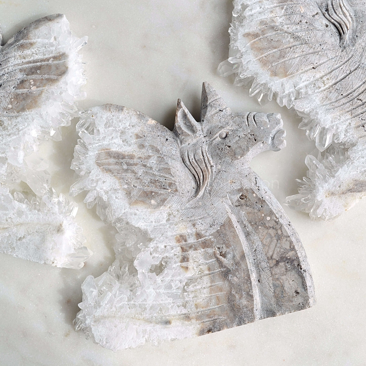 clear quartz unicorn carvings