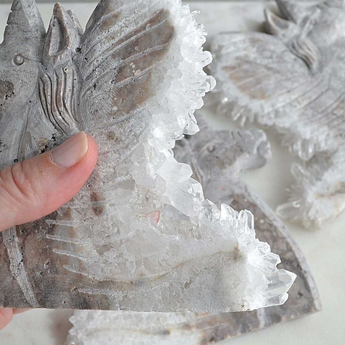 clear quartz crystal unicorn carvings