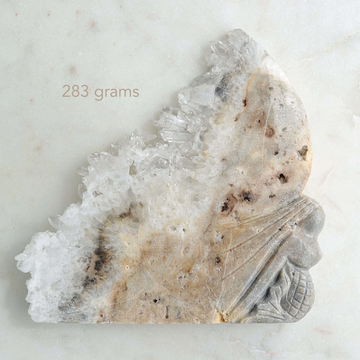 clear quartz crystal raw point mermaid carving