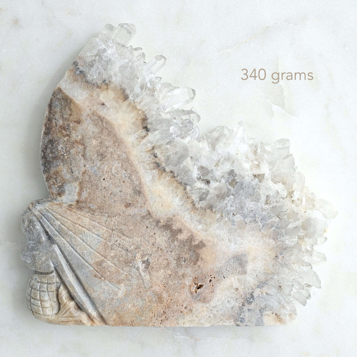 clear quartz crystal raw point mermaid carving