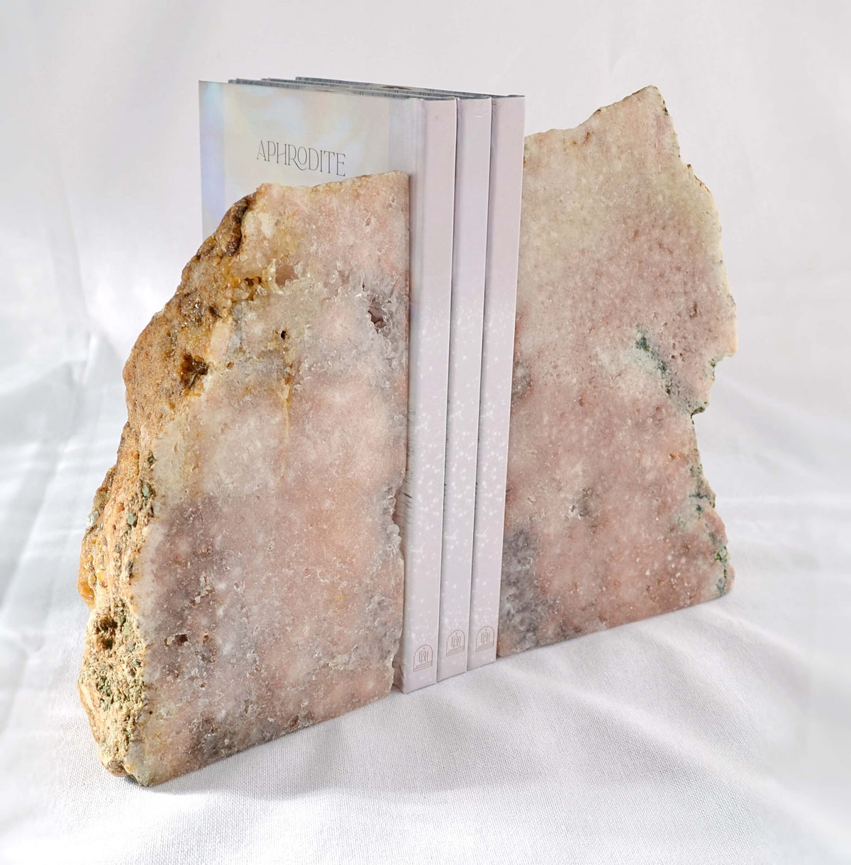 pink amethyst crystal book ends