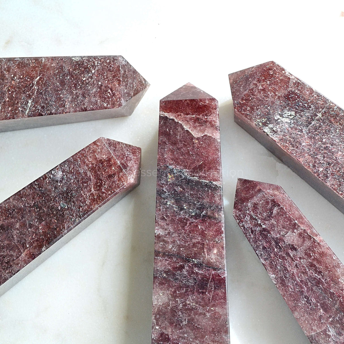 fire quartz points white background