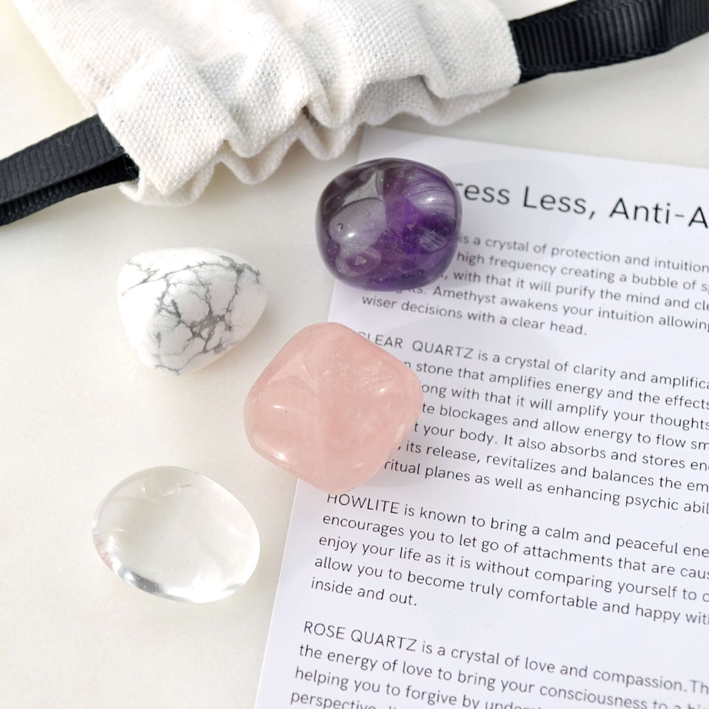 The Anxiety Kit, Crystals for Anxiety, Stress Relief Stone, Self Care,  Healing Crystal Set, Calm Down Gemstones, Anti Anxiety Gifts