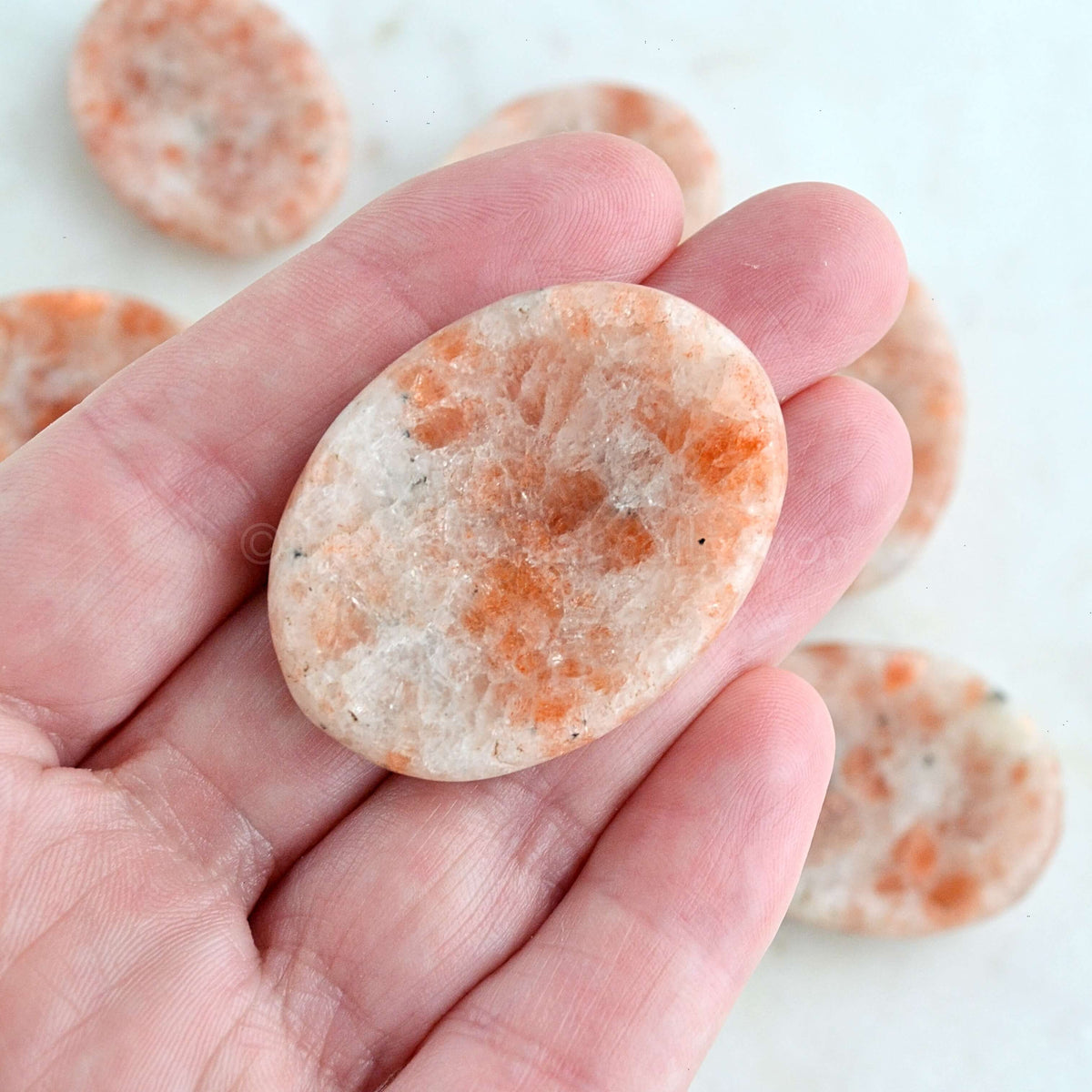 sunstone worry stone pocket palm stone crystal
