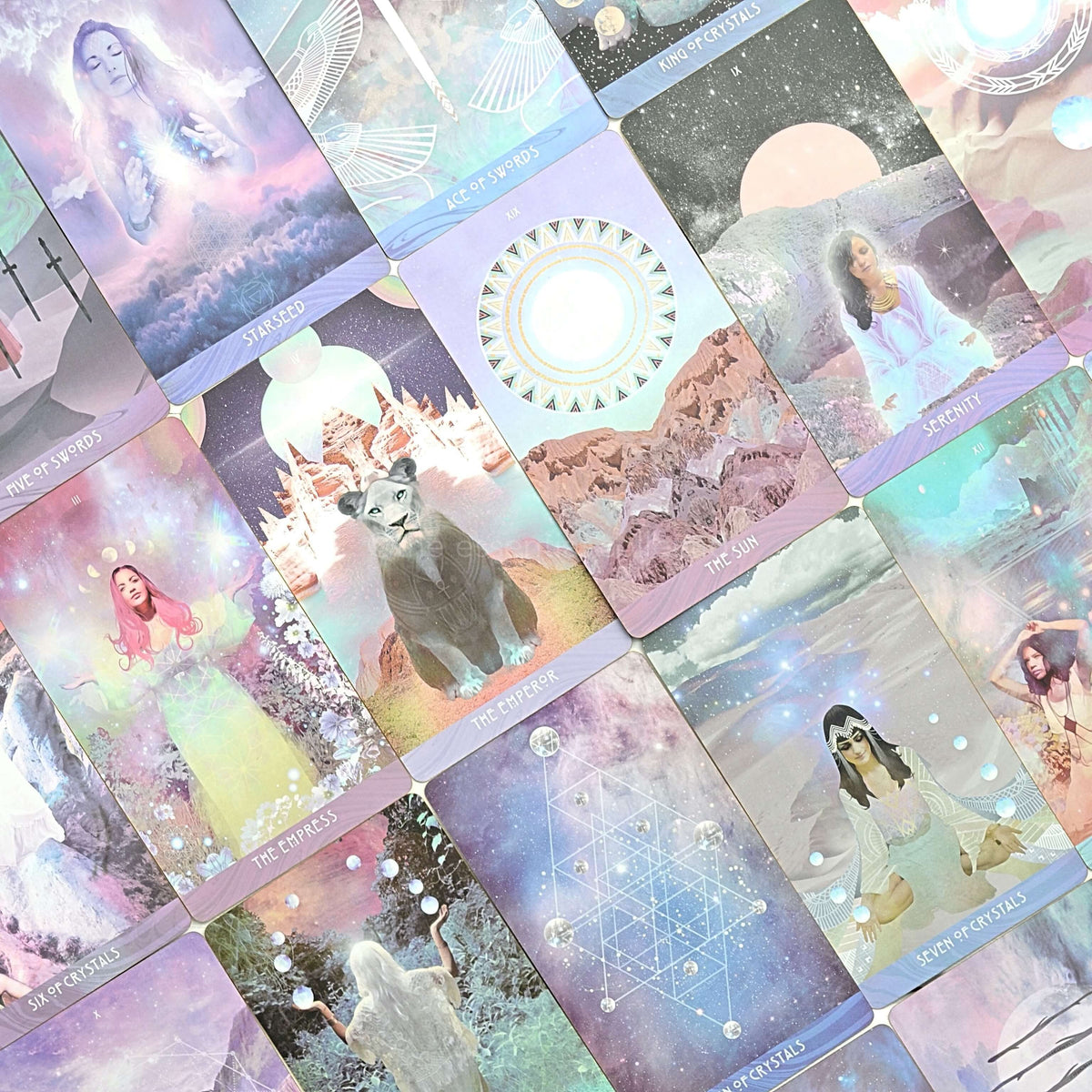 flat lay of the Starchild tarot akashic cards