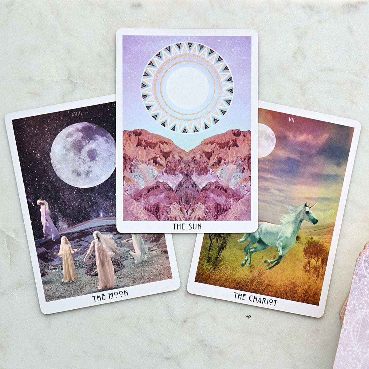 3 cards from the starchild tarot deck rose