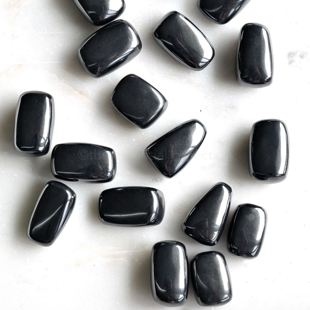 hematite tumbled crystals australia white background
