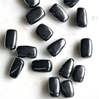 hematite tumbled crystals australia white background