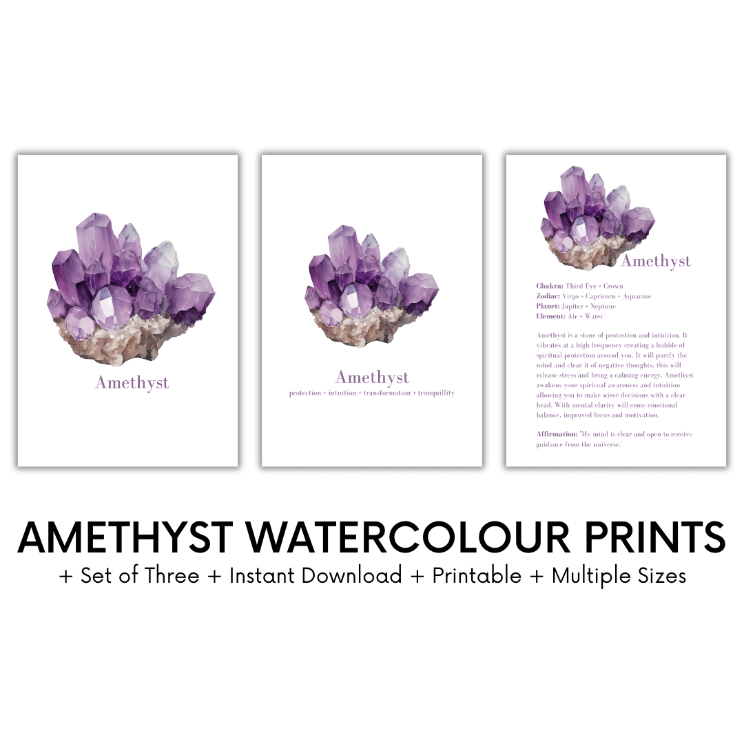 Amethyst Watercolour Prints | Digital Download