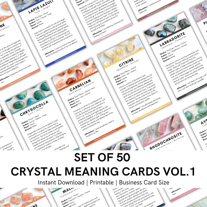 Crystal Meaning Cards | Volume One | Printable Digital Download