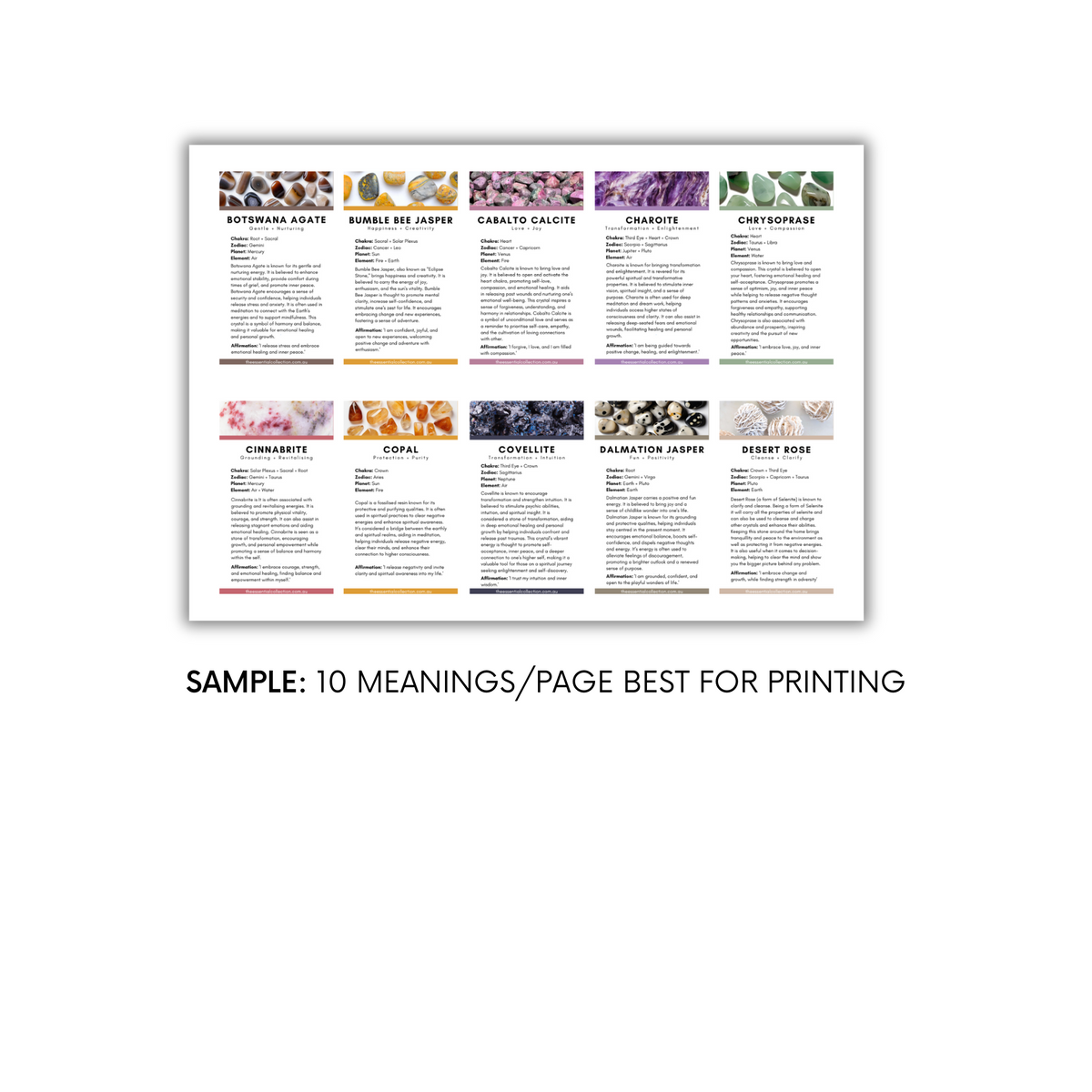 Crystal Meaning Cards | Volume Two | Printable Digital Download