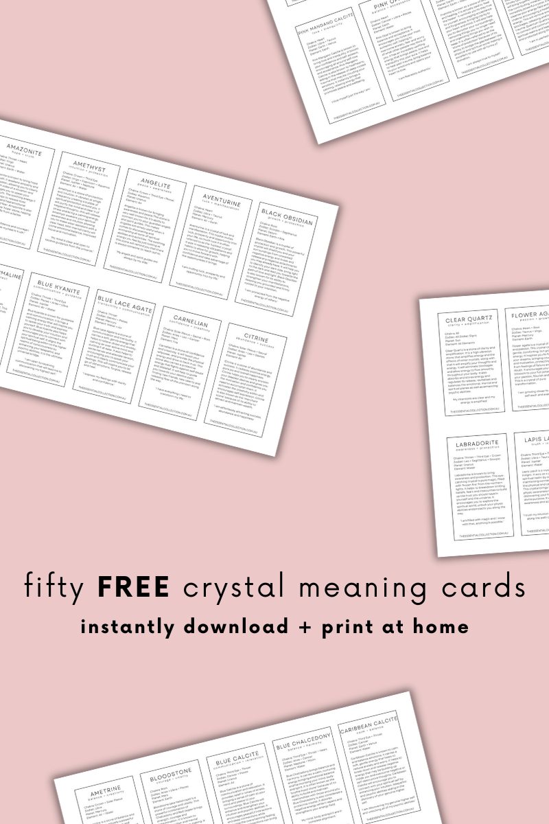 Fifty Free Crystal Meaning Cards Instantly Download and Print at Home