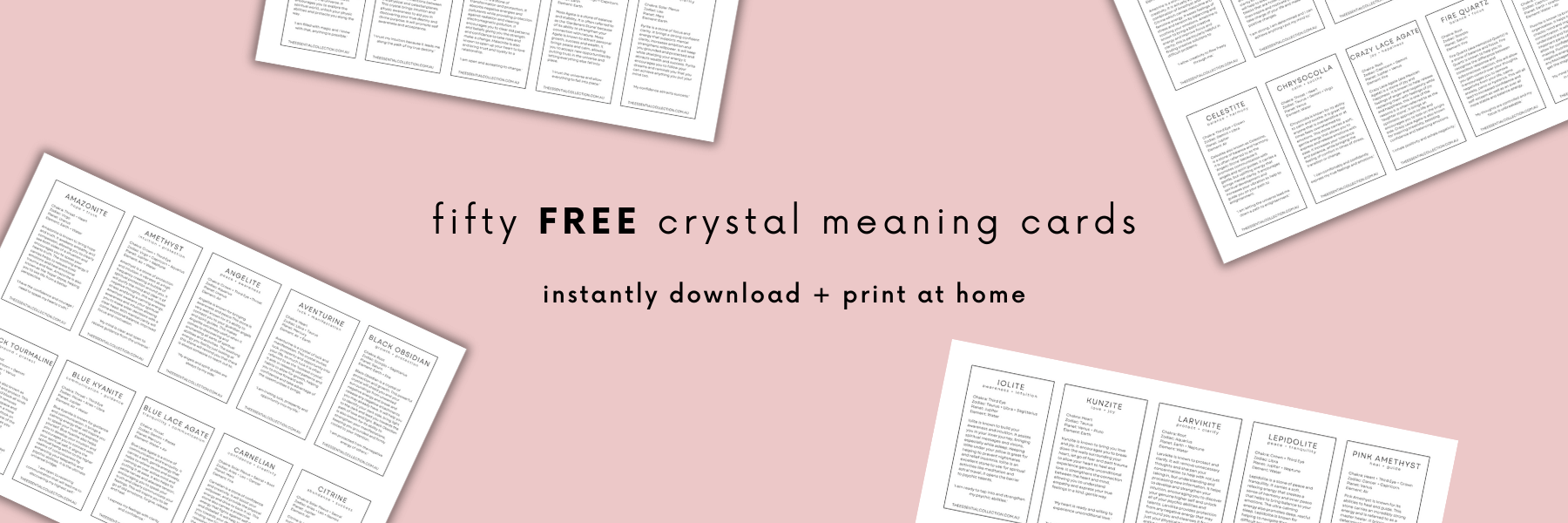 Fifty Free Crystal Meaning Cards, Instantly Download and Print at Home