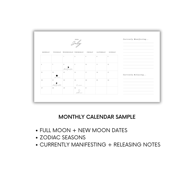 Free 2026 Moon Phase Calendar | Printable Digital Download