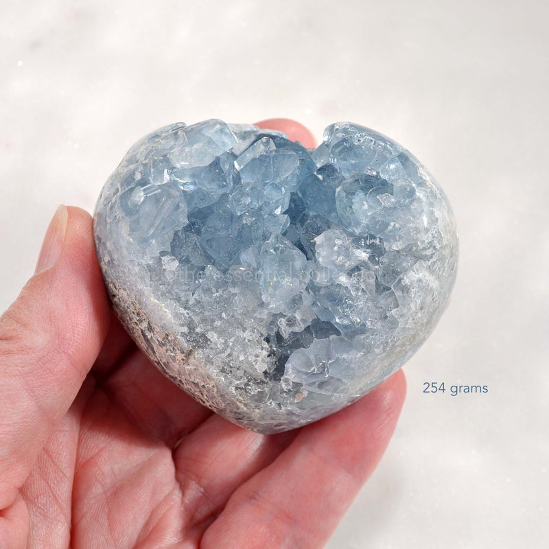 celestite crystal cluster heart shaped