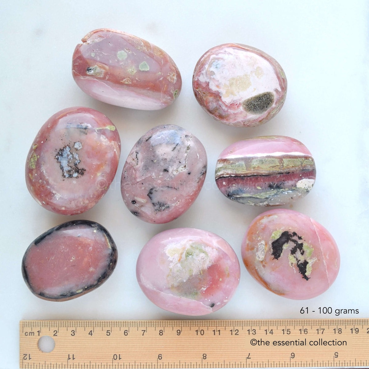 pink opal palm stones