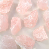 raw rough rose quartz crystals