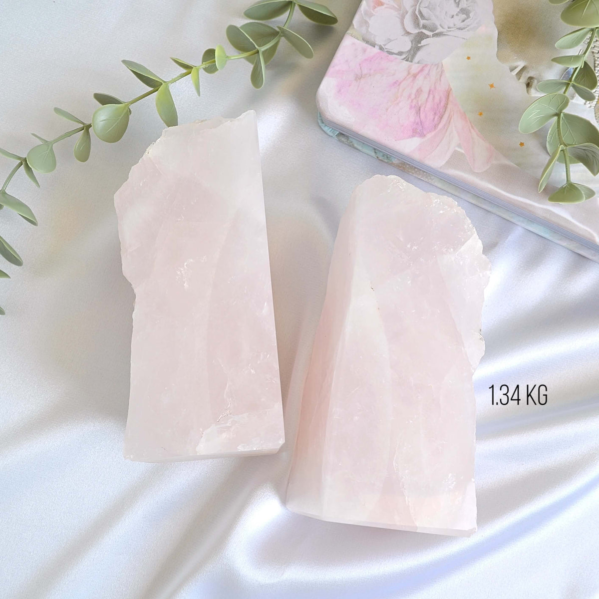 rose quartz crystal bookends home decor