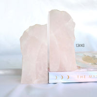 rose quartz crystal bookends
