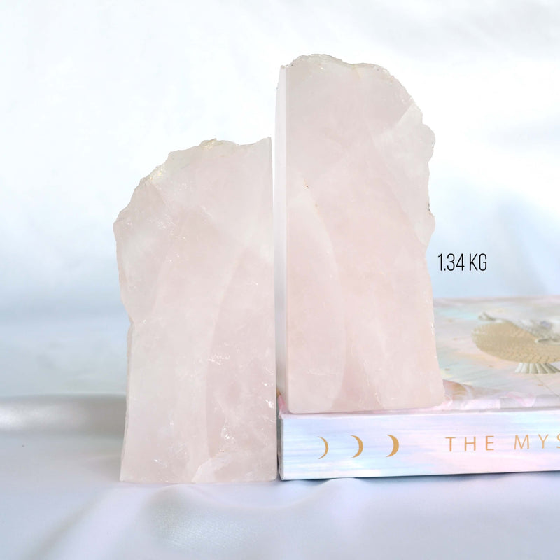 rose quartz crystal bookends