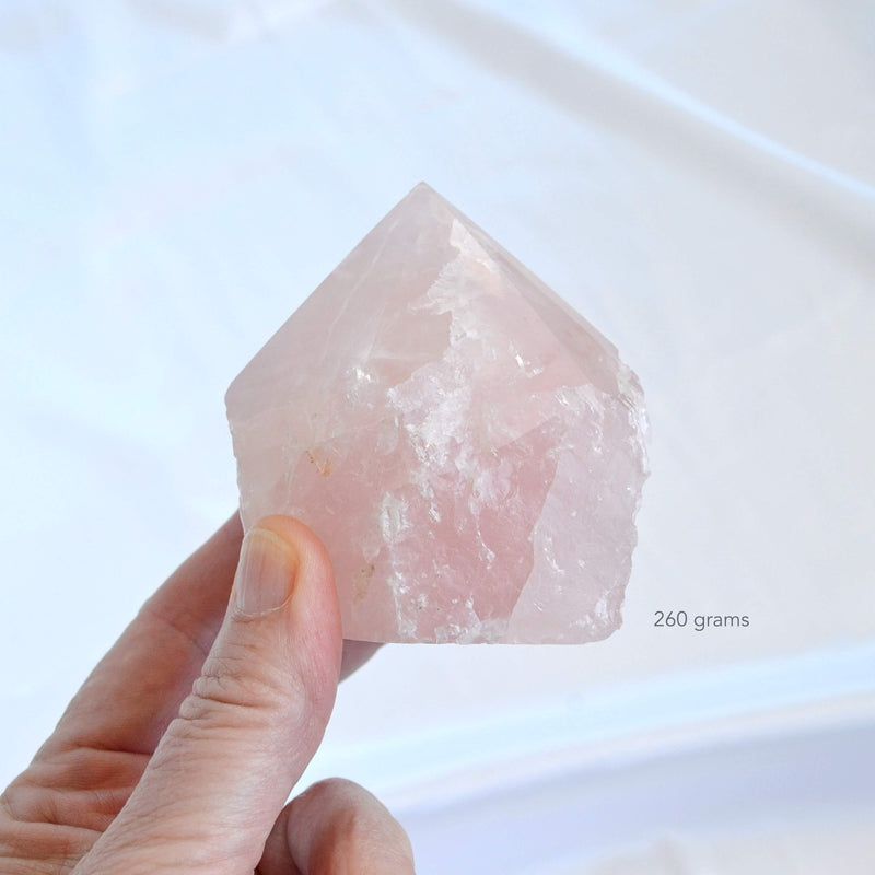 rose quartz semi polished point crystal
