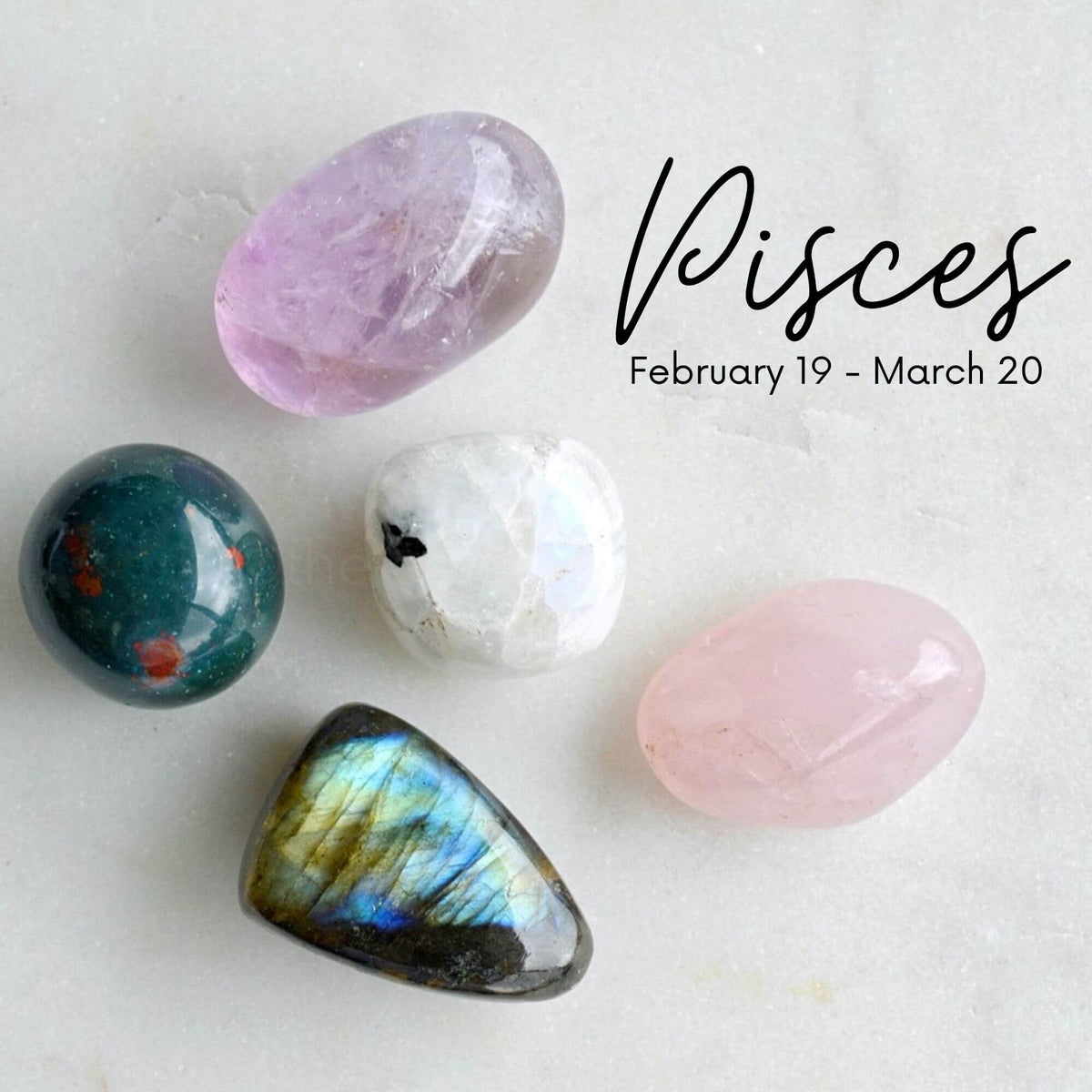 pisces zodiac crystal kit ametrine bloodstone labradorite moonstone rose quartz