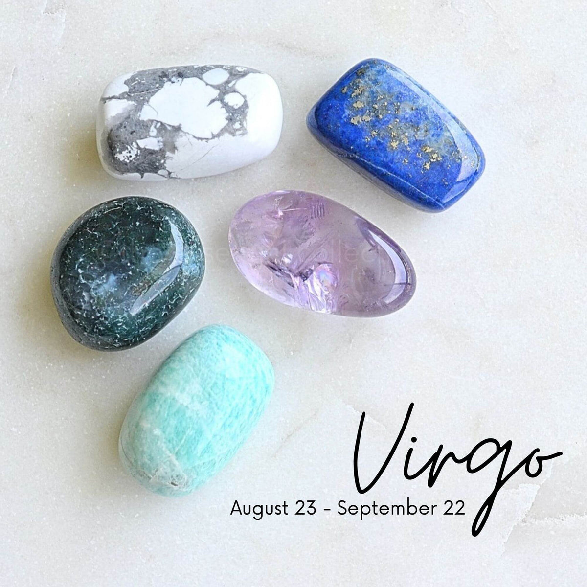 best crystals for virgo howlite moss agate amazonite lapis lazuli amethyst