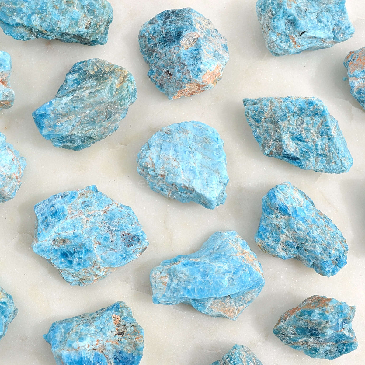 blue apatite raw rough crystals