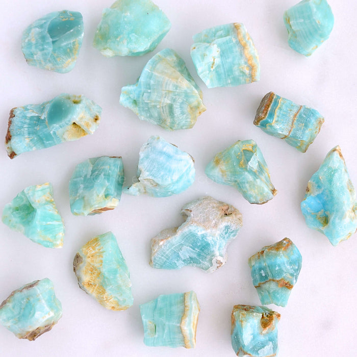 raw blue aragonite crystals