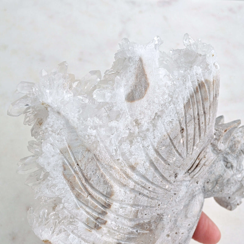 unicorn clear quartz carving raw crystal points