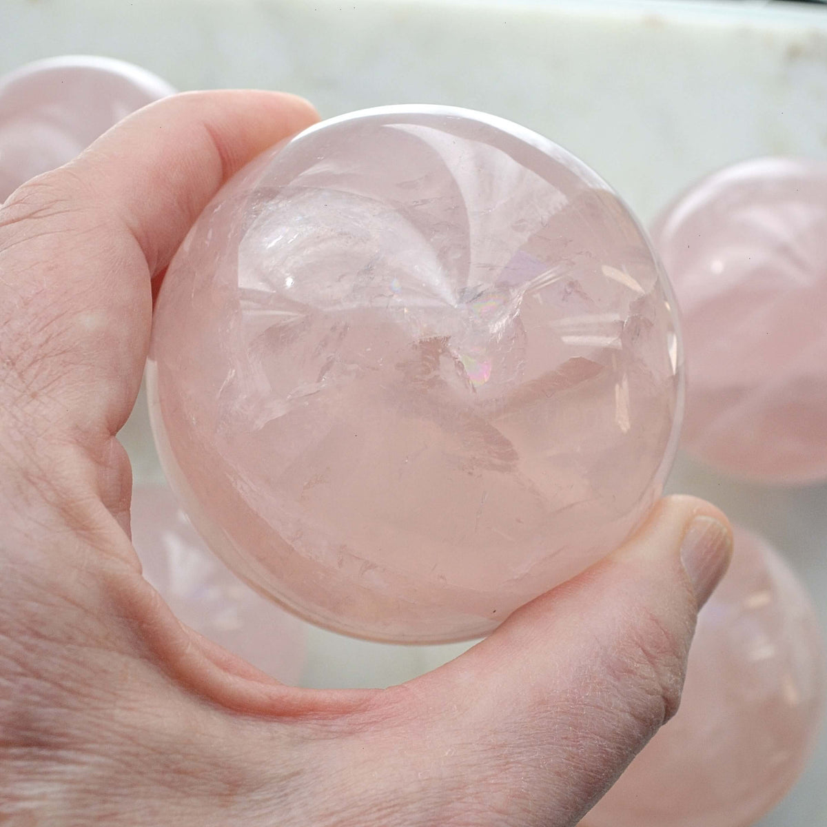 large rose quartz spheres