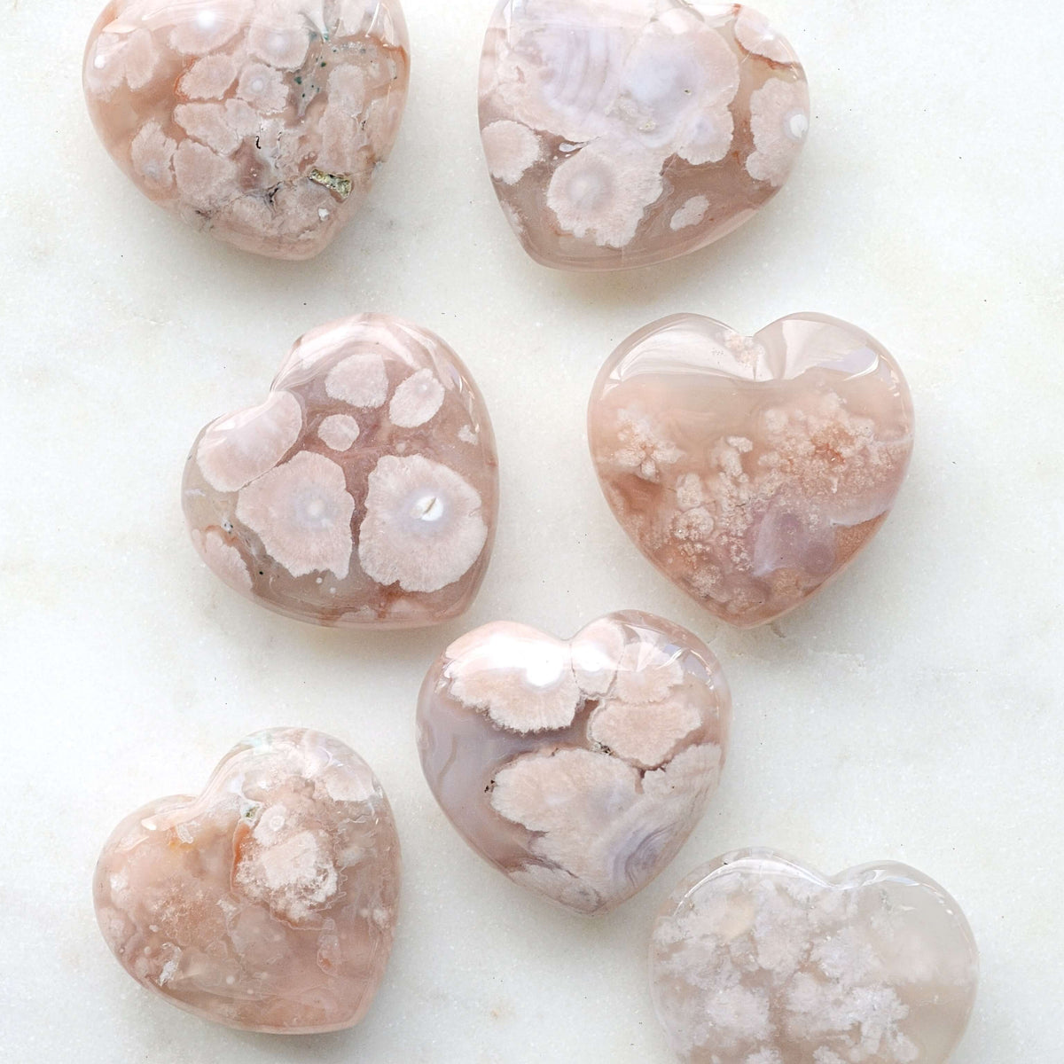 flower agate hearts
