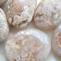 close up of flower agate palm stones