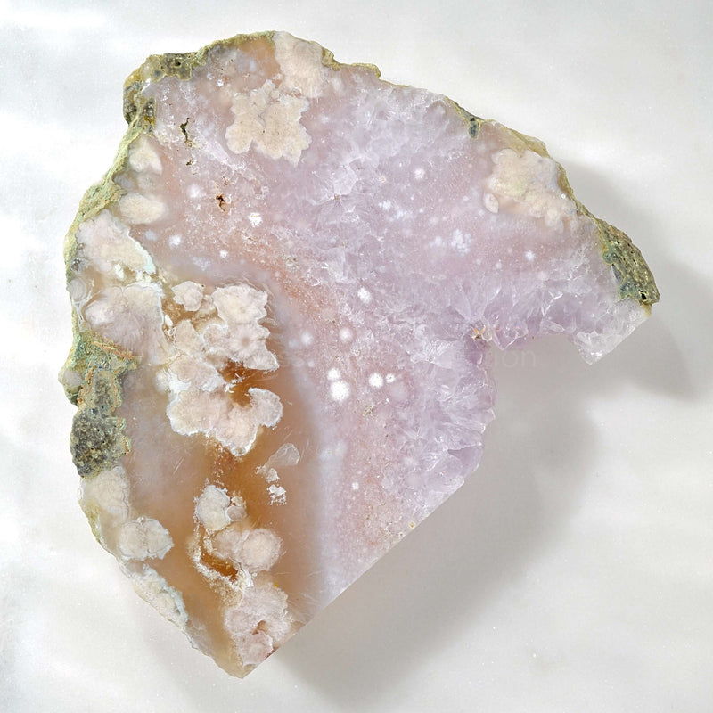 flower agate amethyst crystal slab