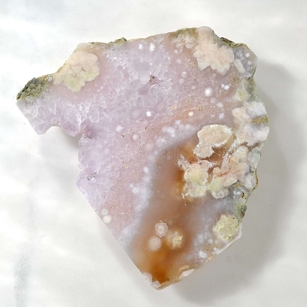 flower agate amethyst crystal slab
