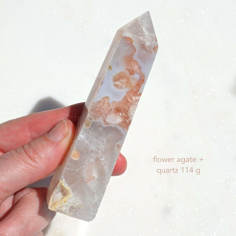 flower agate quartz 114g tower