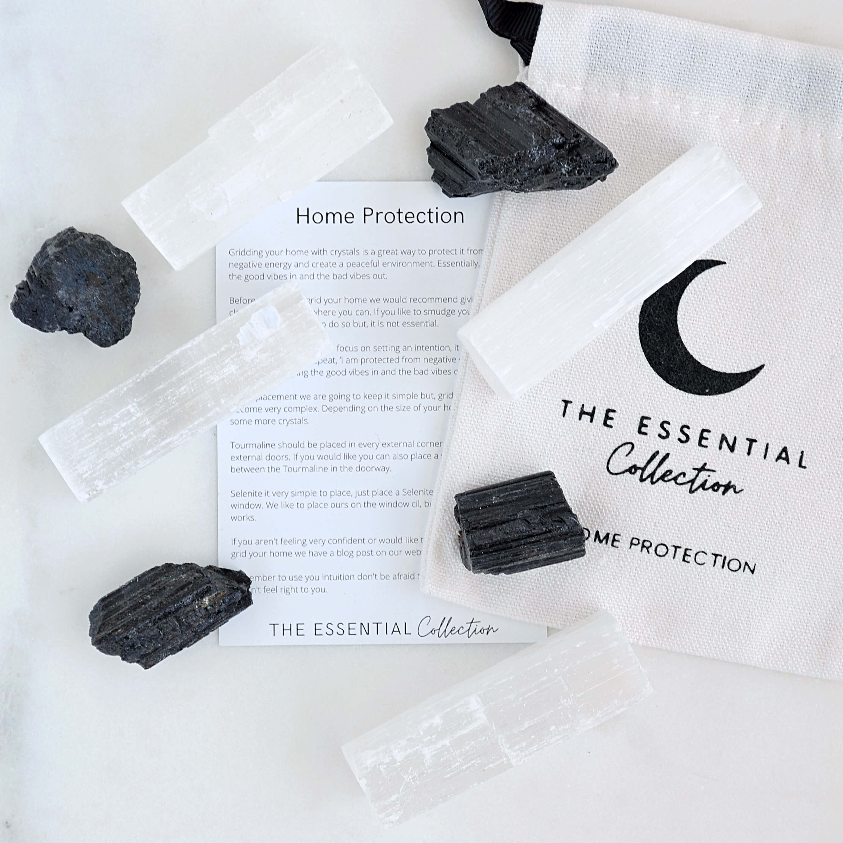 Home Protection Crystal Kit Selenite Black Tourmaline The