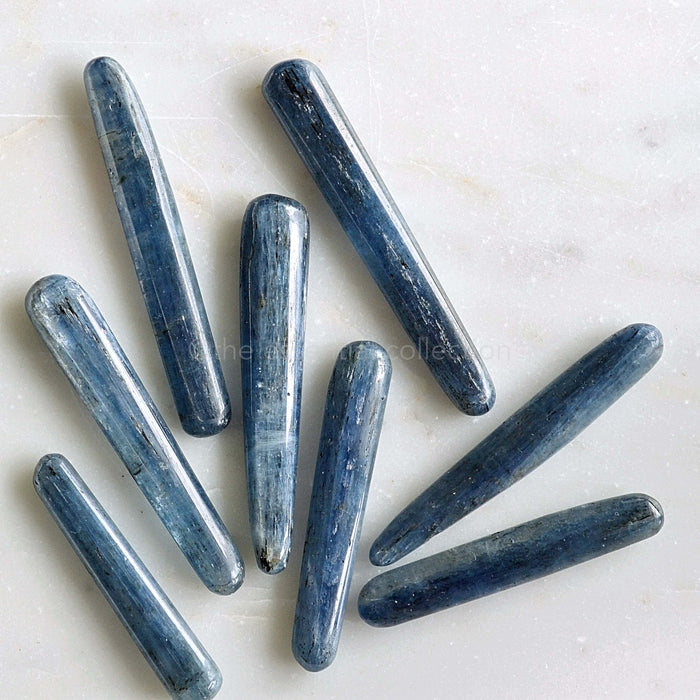 blue kyanite crystals white background