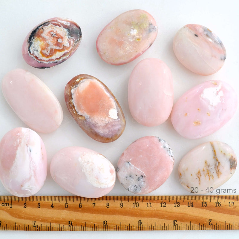 pink opal palm stones small