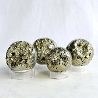 pyrite crystal spheres white background