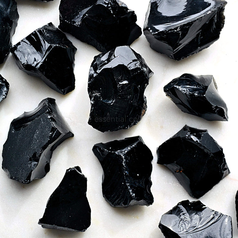 raw rough black obsidian protection crystals