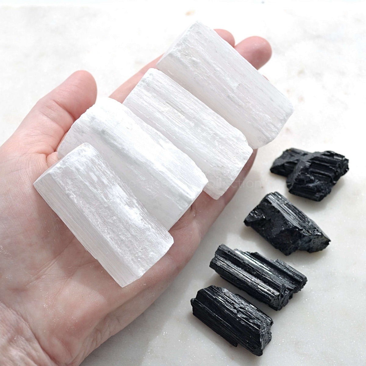 protection crystals selenite black tourmaline home protection crystal kit