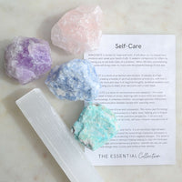 self care kit raw selenite rose quartz amethyst blue calcite amazonite