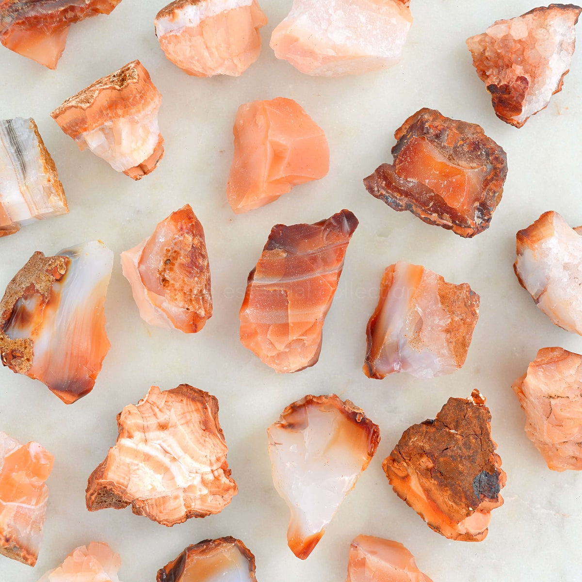 raw carnelian crystals