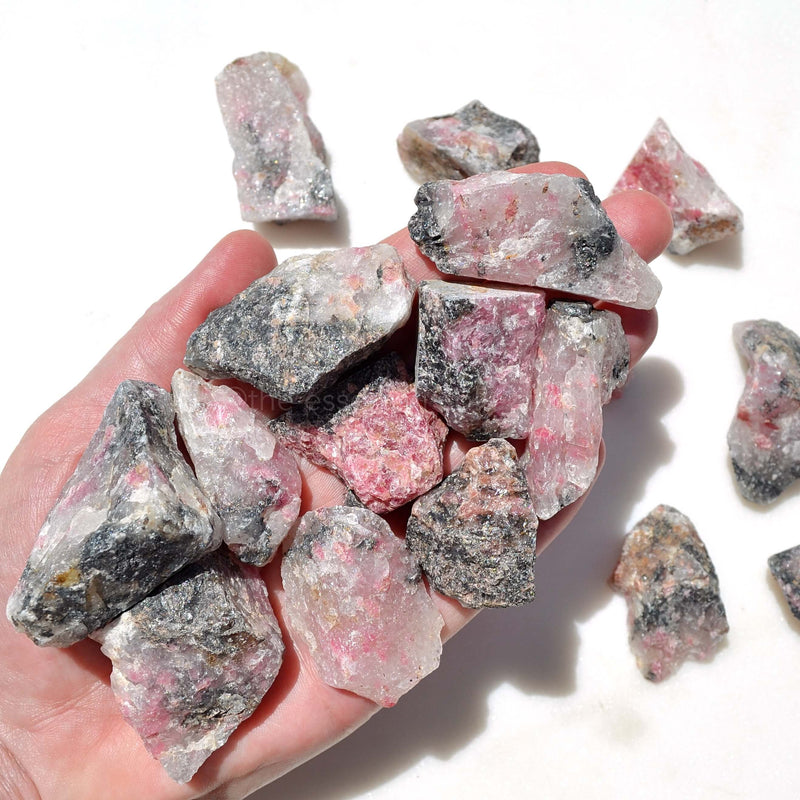 raw crystals rhodonite