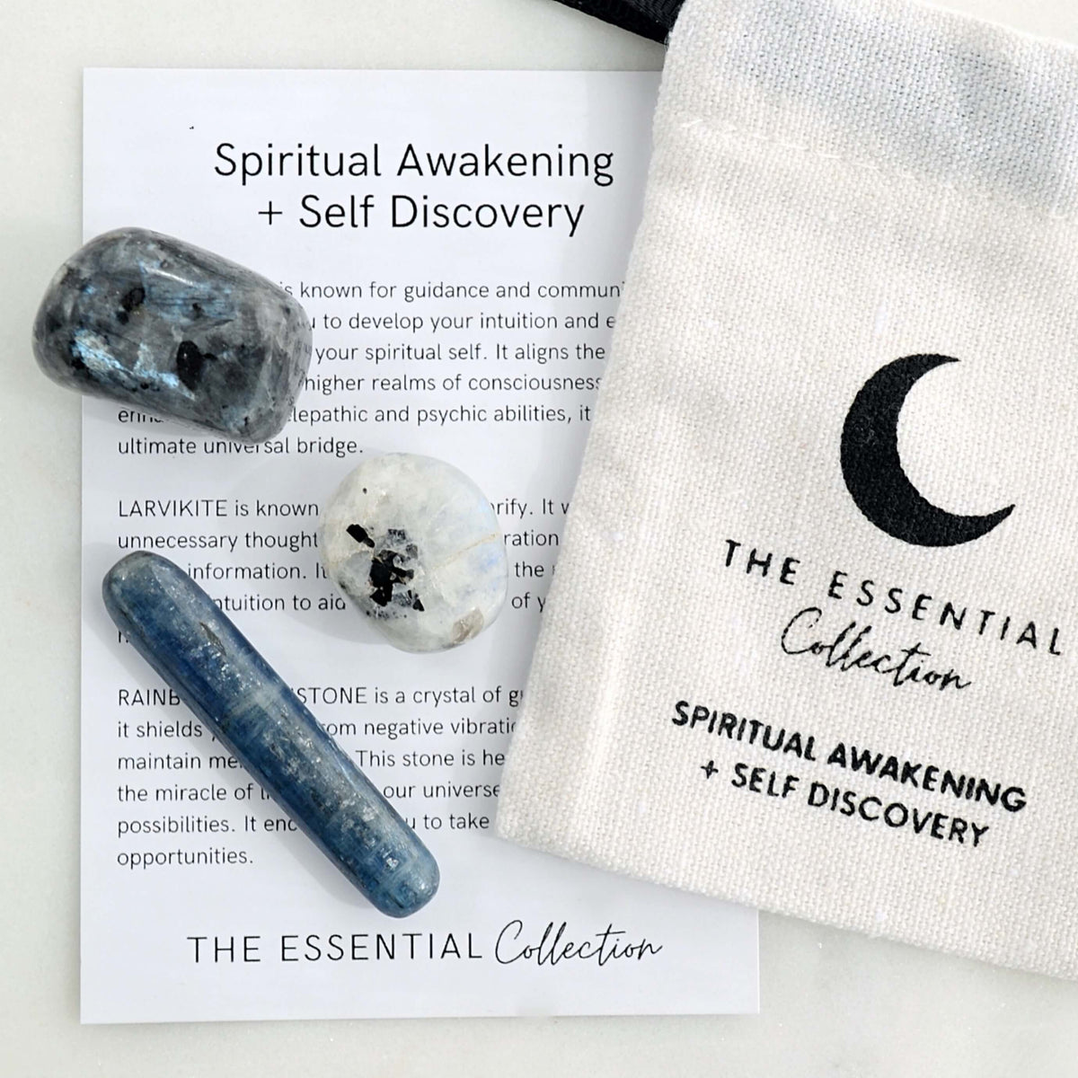 spiritual awakening crystals blue kyanite moonstone larvikite